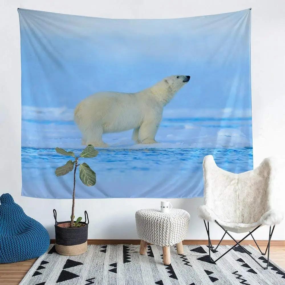 Polar Bear Pattern Background Cloth Office Living Room Tapestry Home Wall Decoration Tapestry