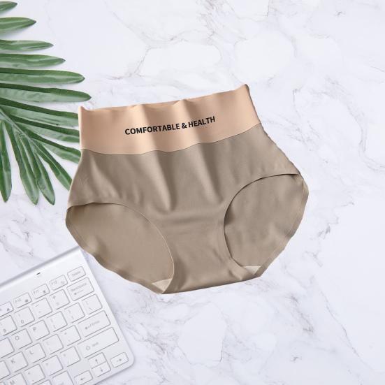 Women Underpants Elastic Contrast Color High Waist Seamless Patchwork Butt-lifted Anti-septic Thin Breathable Lady Panties Female