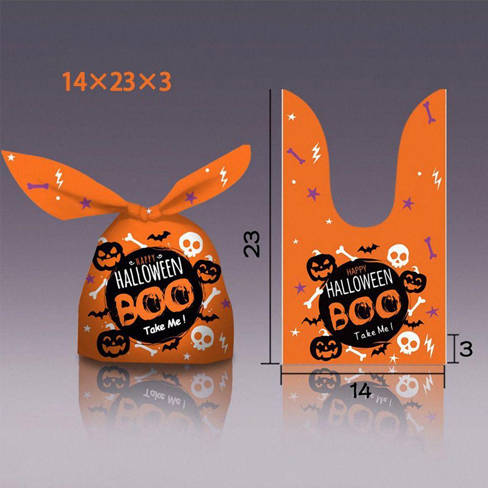 50Pcs Bat Party Supplies Pumpkin Cookie Bag Baking Packaging Halloween Candy Bags Rabbit Ear