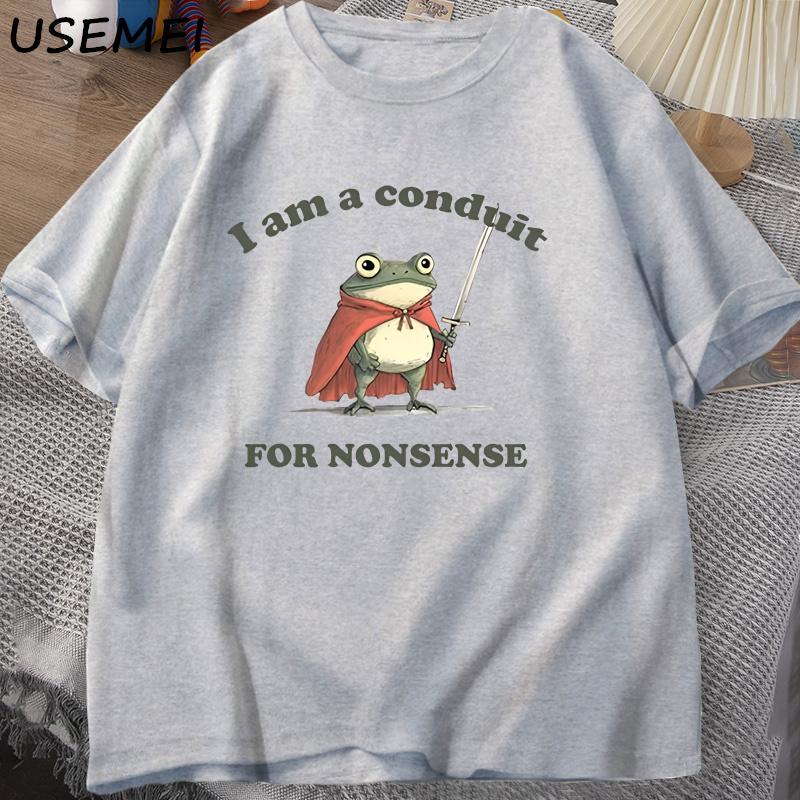 

I Am A Conduit for Nonsense T-shirt Men Funny Weirdcore Frog T Shirt Tee Adults Graphic T Shirts Humor Mens Clothes XXL сірий
