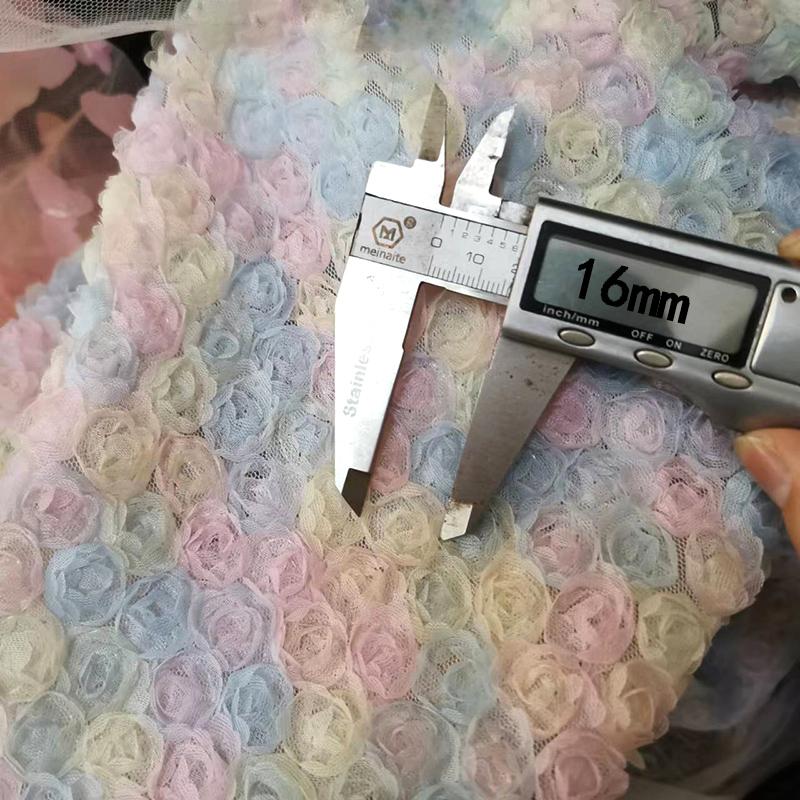 3D Rosen Blumen Tüll Mesh Stoff Exquisite Stretch Spitze Rosen Stickerei Stoff DIY Nähen Schleife Hochzeitsfeier Kleid Dekor Handwerk