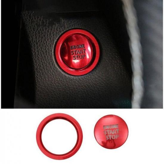 For Toyota Camry Petrol 2018- 2PCS One-Click Startup Red Alloy Cover Trim