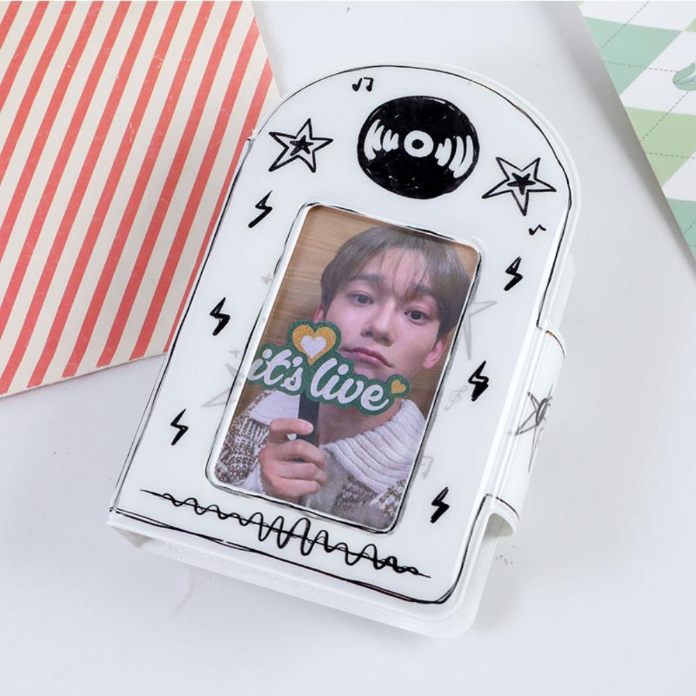 

Cute PP Cartoon Photo Album 32 Pockets Mini 3 inch Organiser Name Card Album білий