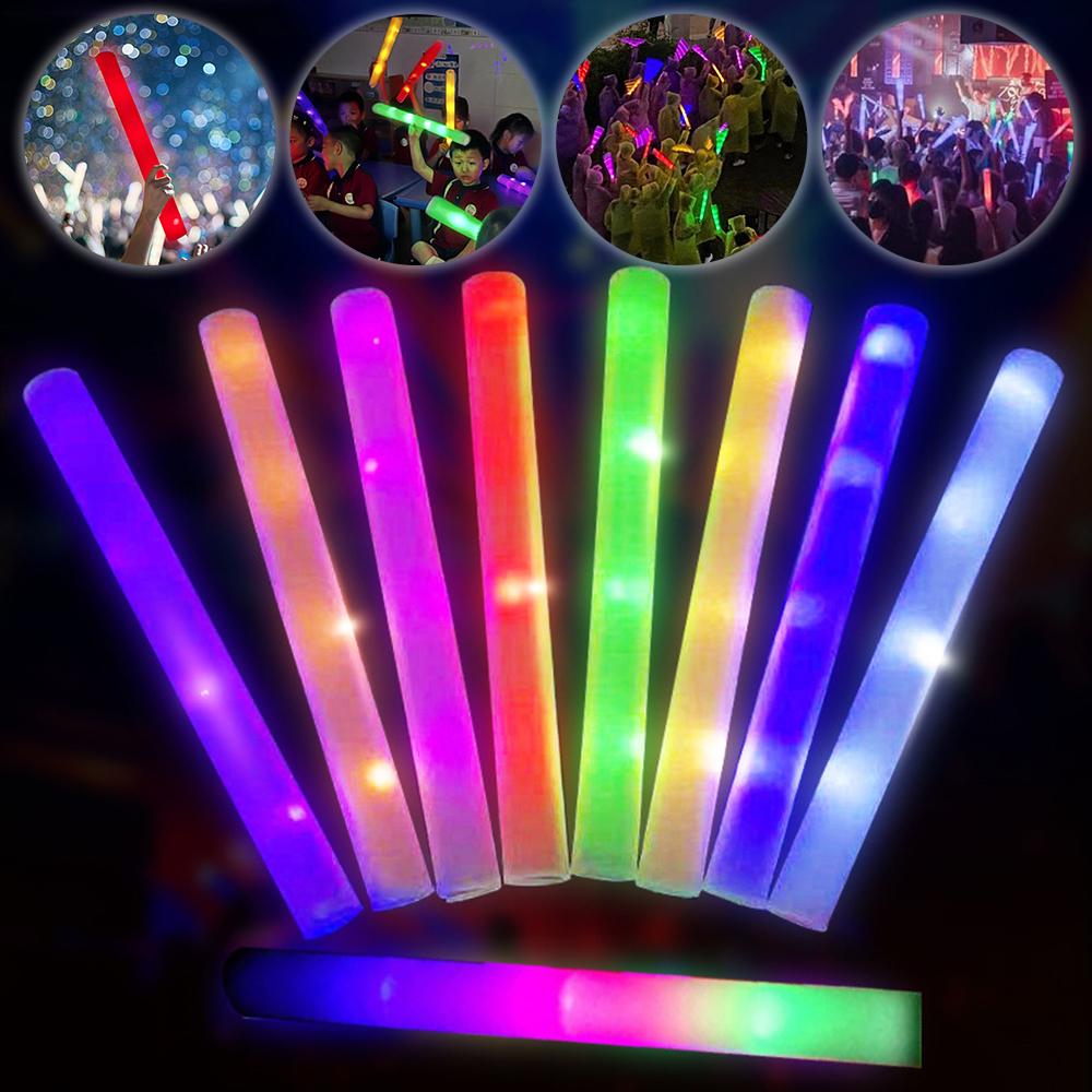 1PCS Sponge Glow Stick Light Up Neon Fluorescent LED Flashing Bar for Event Support and Cheer Night Party Light Stick