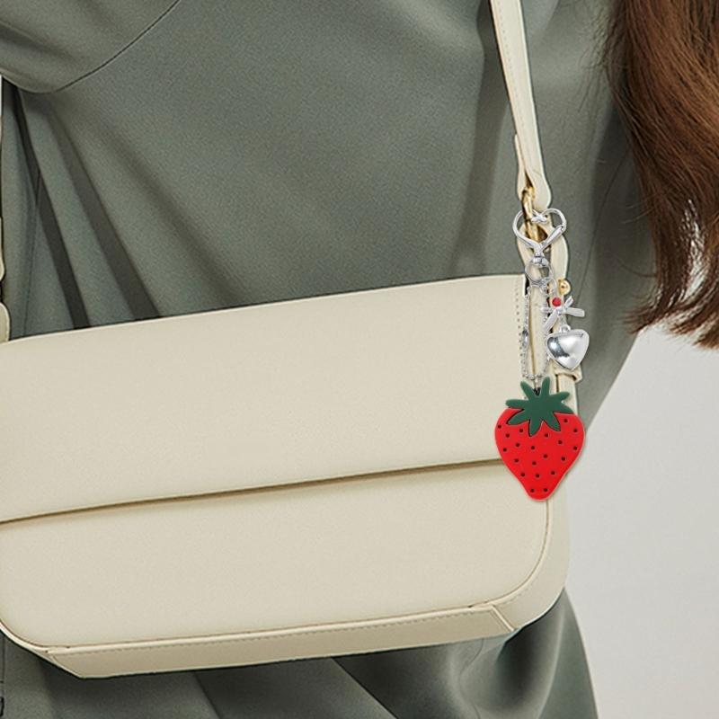 Cute Fruit Keychain Bag Charm With Cherry Strawberry Design Acrylic Alloy Hanging Accessory For Purse Backpack