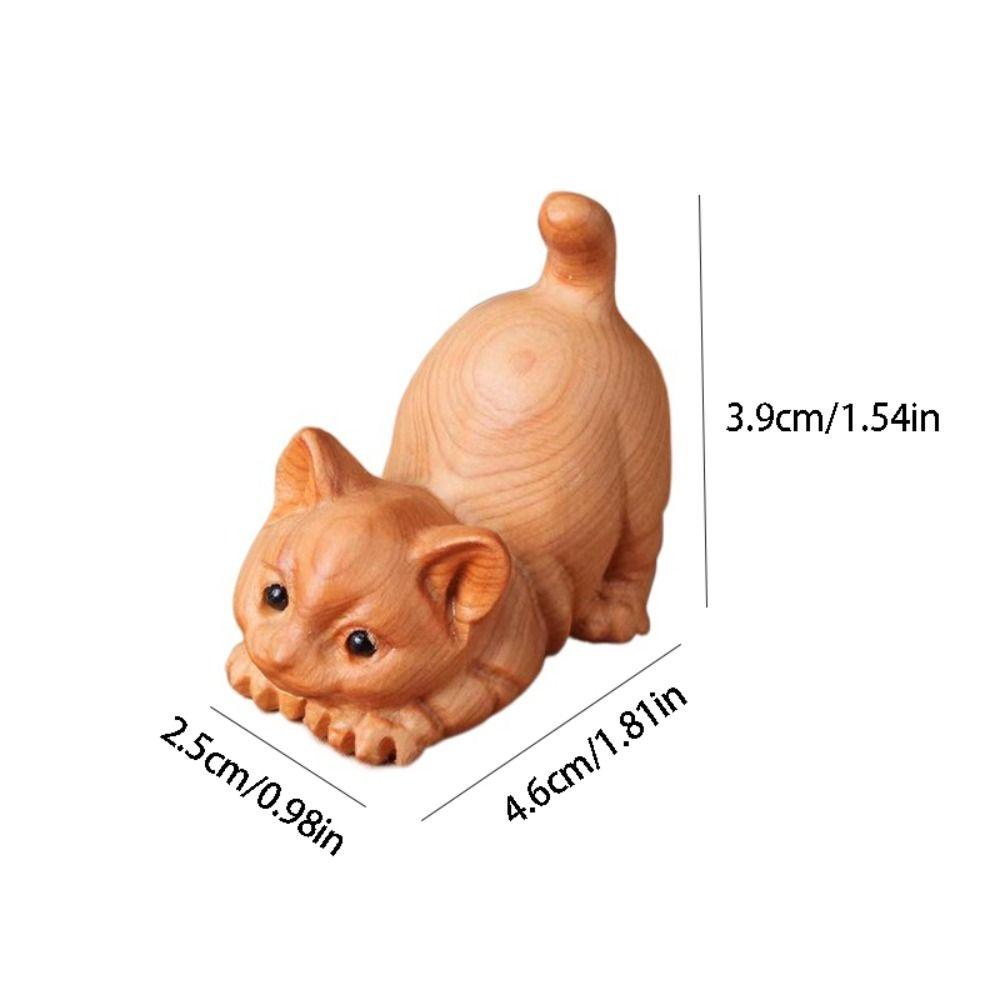 Hand-carved Cat Sculpture Handmade Tea Pet Desktop Decor Animal Figurine  Table
