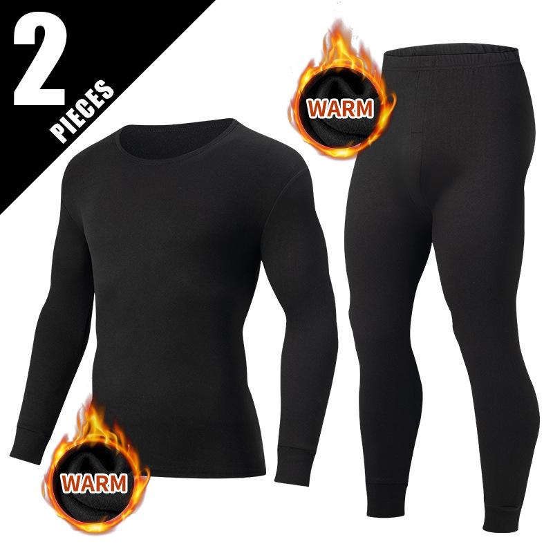 Men's Thermal Underwear Set Crew Neck Solid Long Johns Warm Soft Base Layer for Teens
