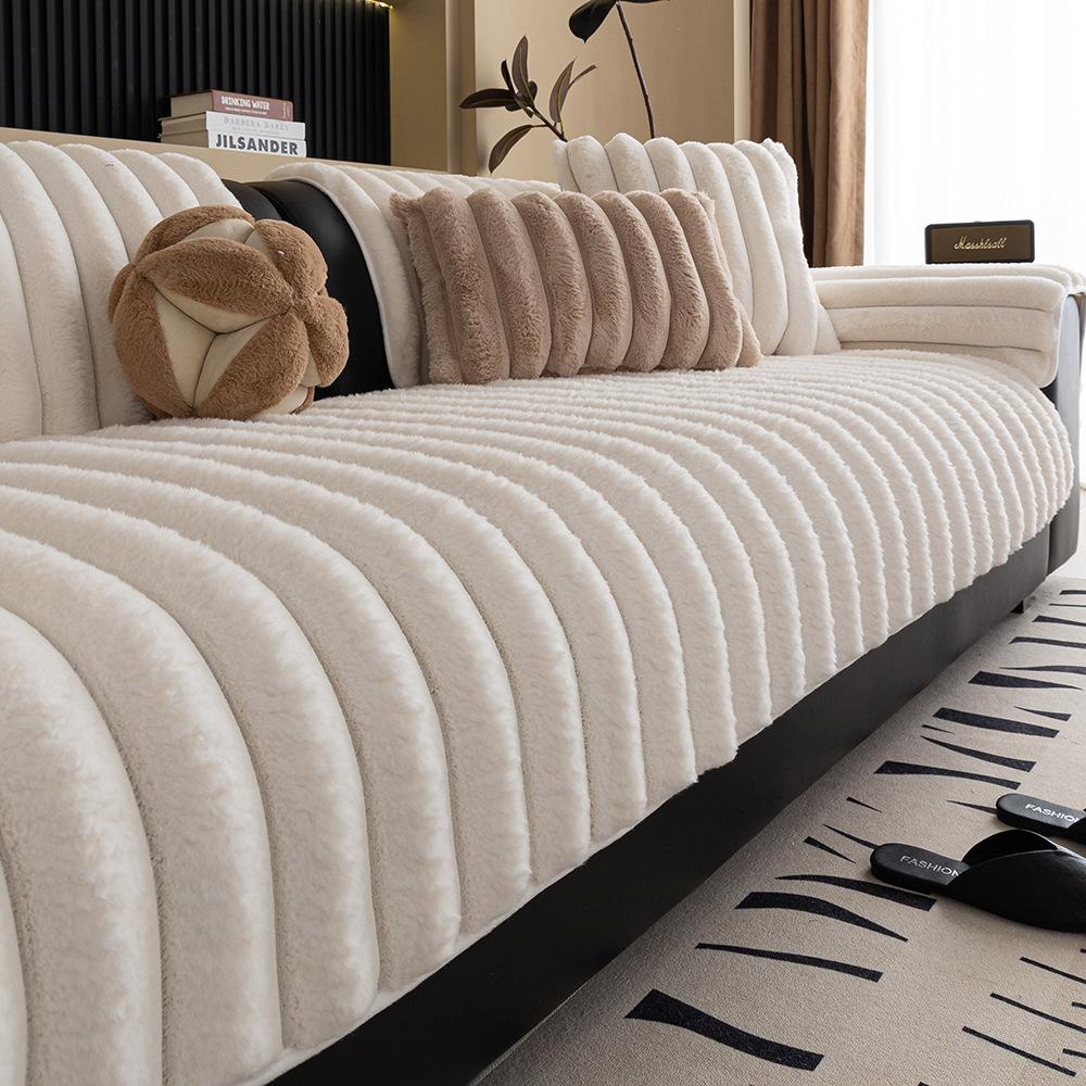 

Однотонный нескользящий коврик для дивана, модный плюшевый чехол для углового сиденья в форме буквы L, зимняя теплая подушка для дивана, полотенце для гостиной 70x70cm 1pcs белый