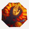 1pc Buddha Flowers Pattern Automatic Folding Umbrella - Compact 8-Rib Design, Durable Plastic & Iron, Lightweight for Outdoor Daily Use081