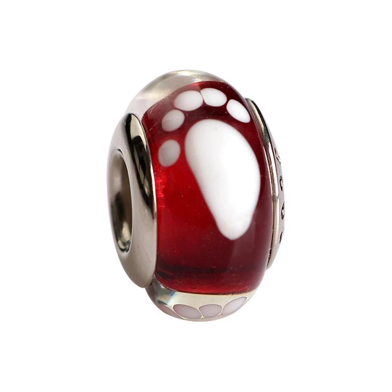 925 Silver Charms Flower Red Murano Glass Beads Earring Pendant Bracelets Necklaces Womens DIY Jewelry Gift