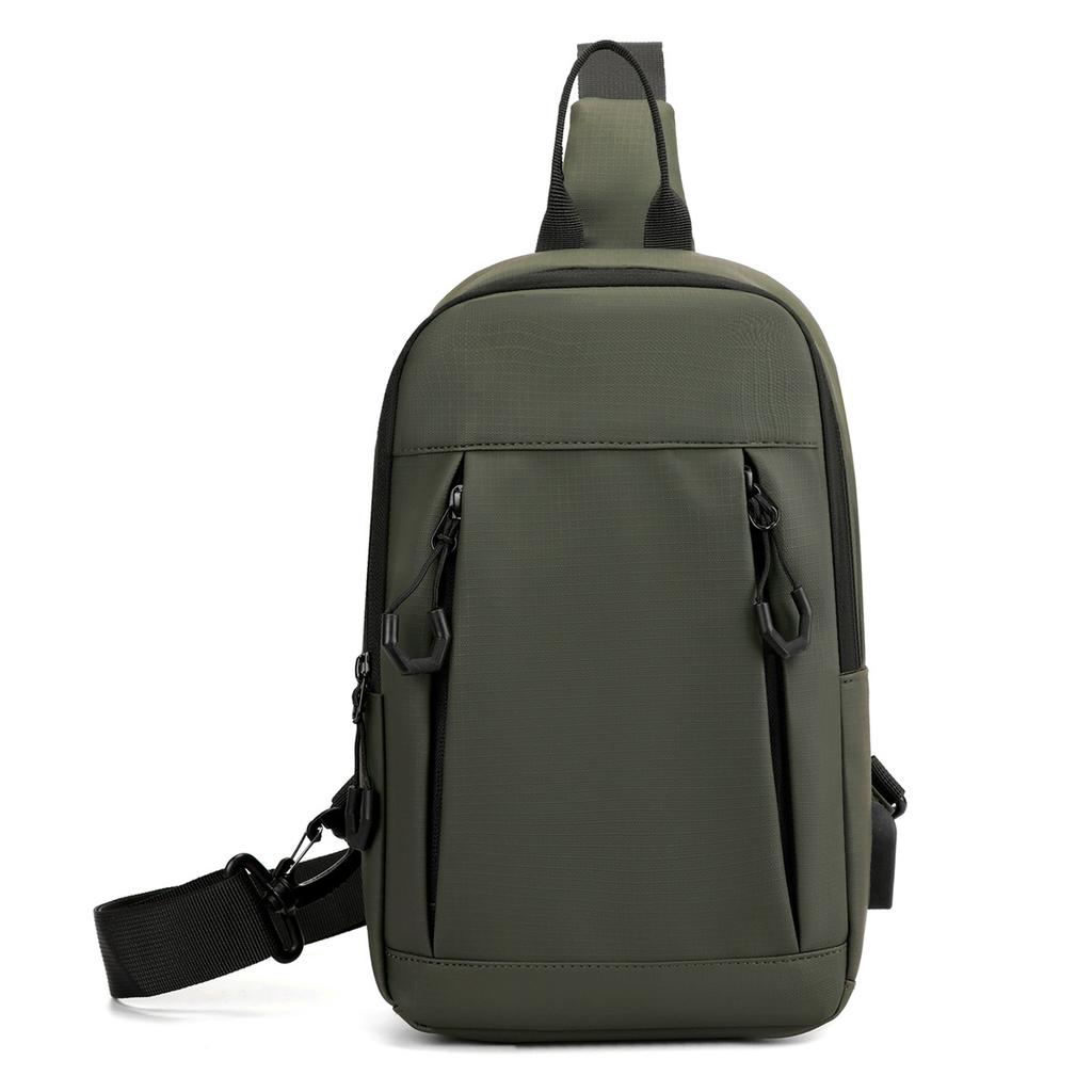 Leather Film Chest Bag Men's Backpack USB Charging Backpack Multifunctional Backpack Trend Shoulder Bag Oblique Span Chest Bag