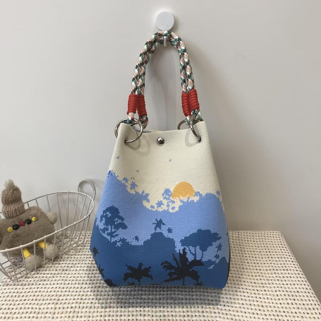 Korean Ins Knot Handbag: Stylish Spring/Autumn Bucket Bag with Large Capacity