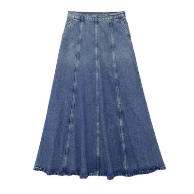 High Waist Denim Skirt Women Blue Casual A Line Long Spring Summer Elegant Ladies Bottoming
