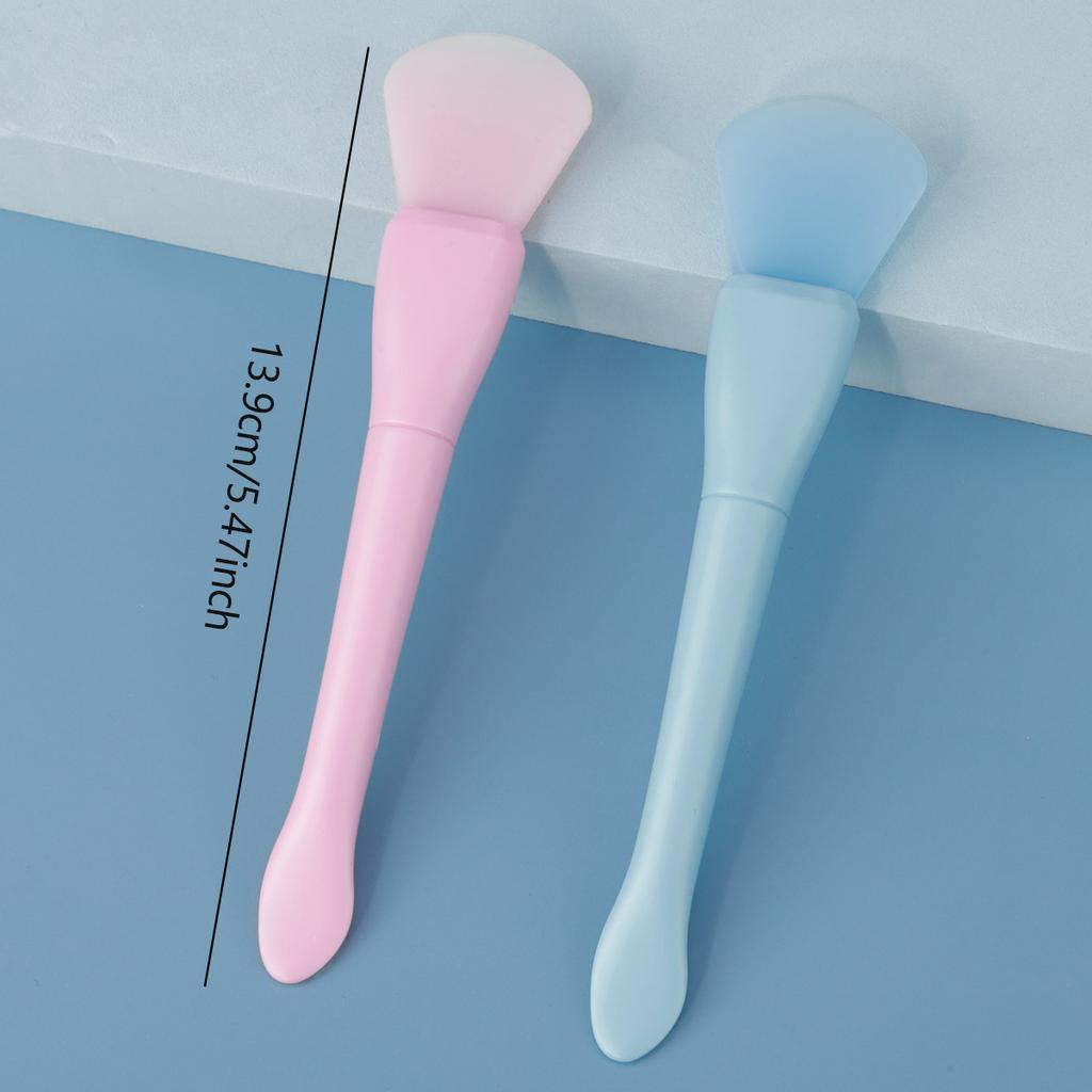 New product with digging spoon double head silicone mask brush silicone soft head mud mask brush digging apply makeup remover c