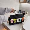 Casual Toiletry Bag Embroidery Letter Patch Travel Organizer Portable Zipper Female Cosmetic Bag Waterproof Nylon for Lady Girls