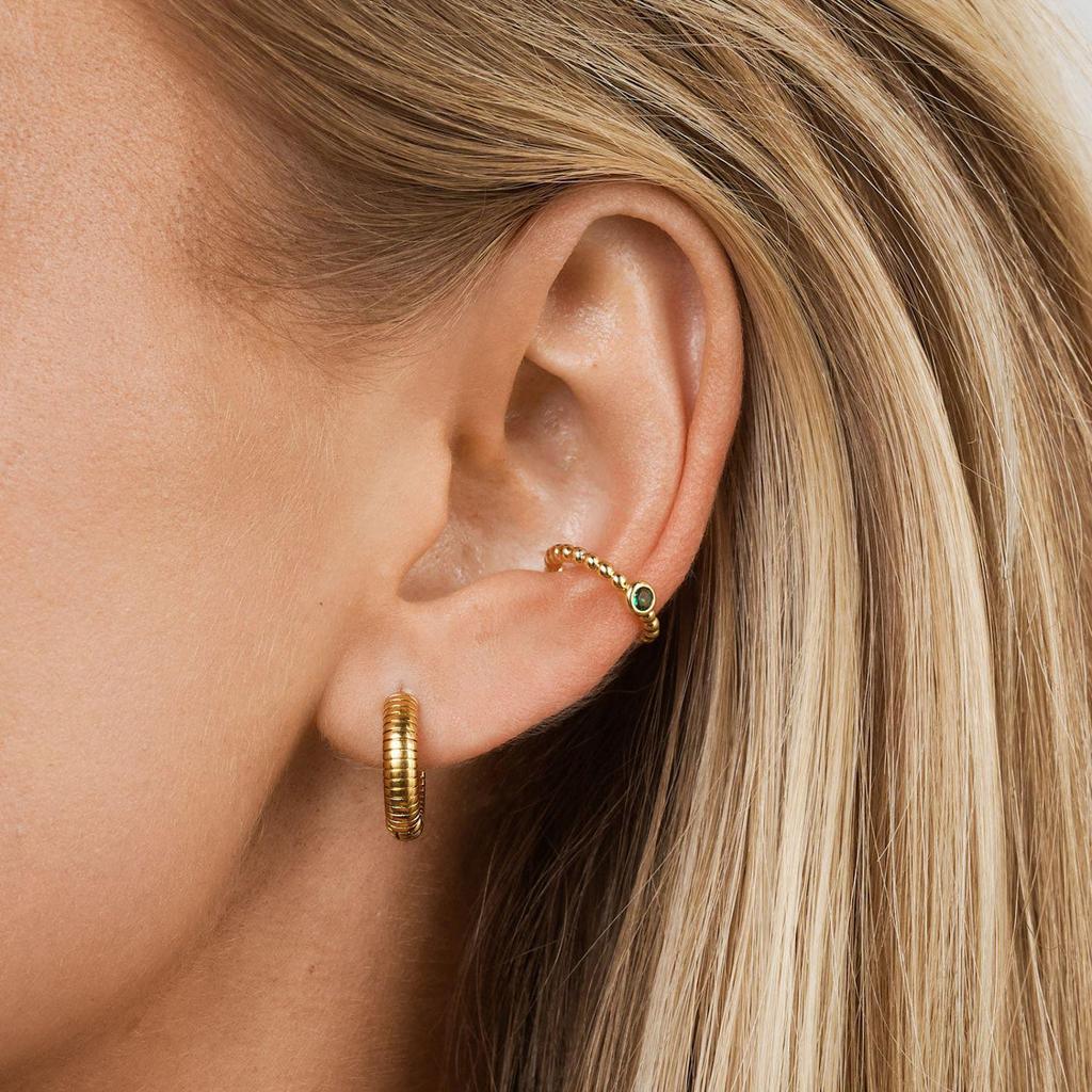Xia Ling 18K Gold-Plated Stainless Steel Hoop Earrings - Light Luxury Design for Women