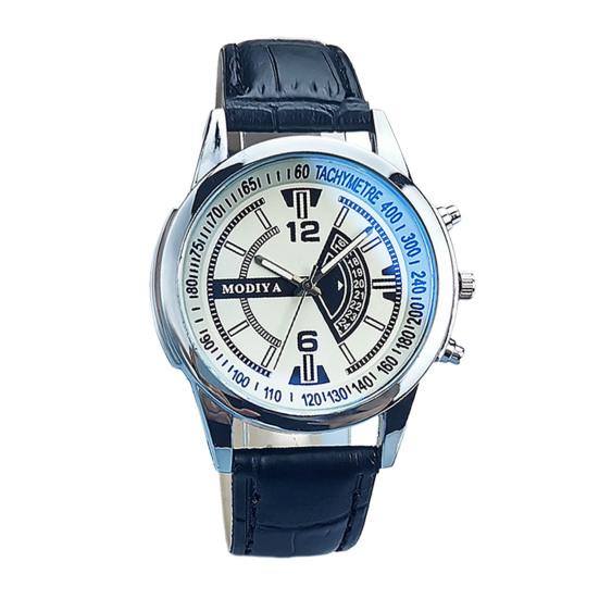 

Мужские кварцевые часы с круглым циферблатом из сплава, регулируемый ремешок из искусственной кожи без задержки, высокоточные наручные часы для проверки времени, деловые часы для поездок на работу белый