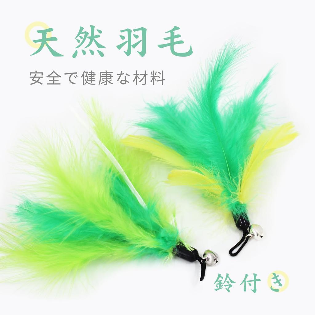 SONGWAY Cat Toy, Cat Teaser, Fluffy Insect Feathers, Replacement Feathers, Green