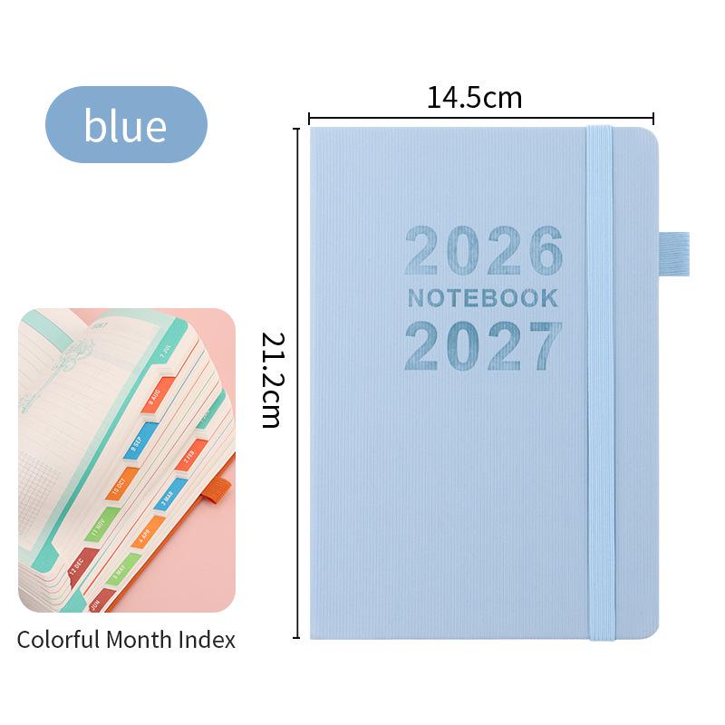 2026 Přeshraniční anglický diář s gumičkou: Roční kalendář, Týdenní plánovač, 365denní efektivní zápisník