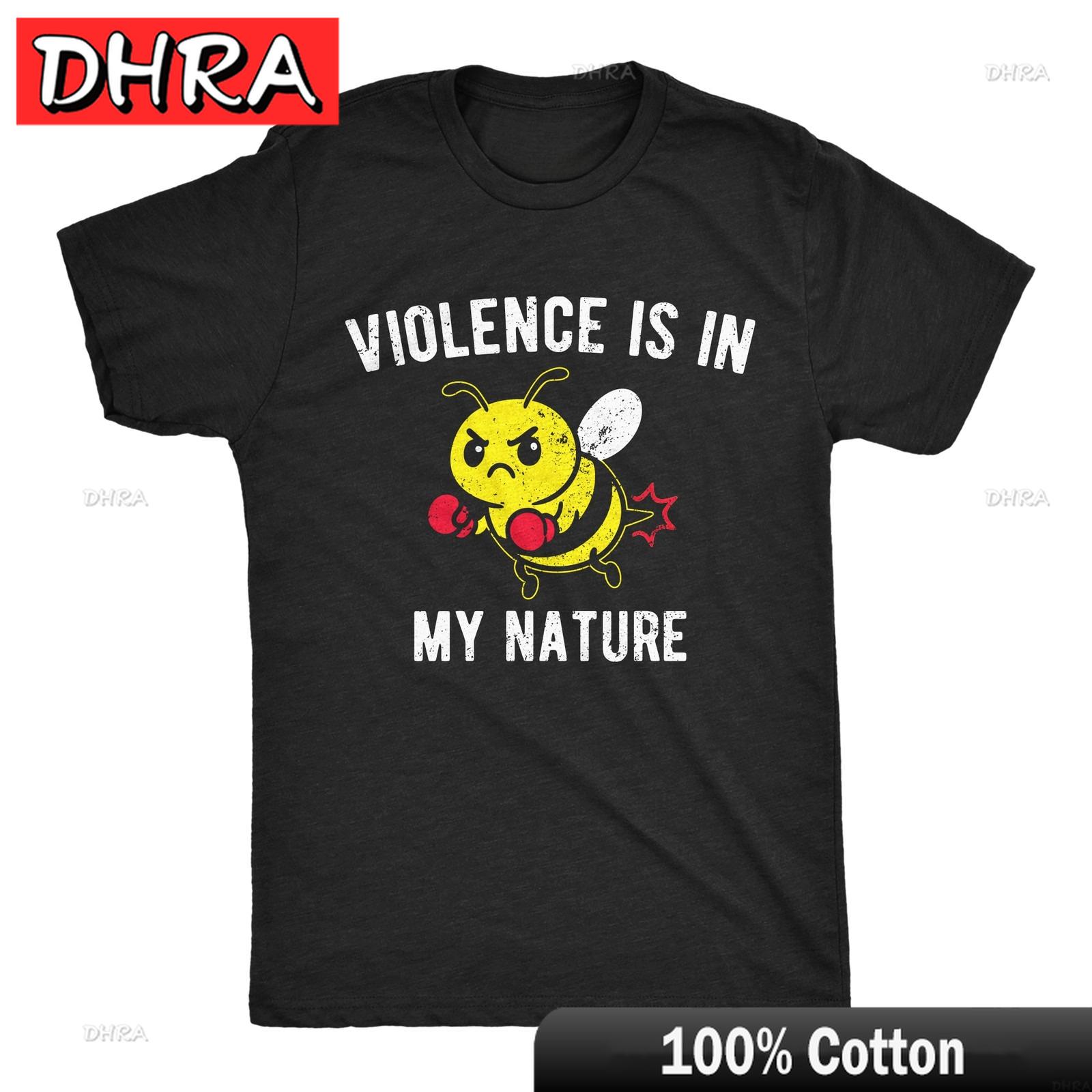 Unisexs Funny T Shirts Violence Is in My Nature Sarcastic Bee Graphic Novelty Tee Tee Shirt Gothic Street Fashion Tops T Shirts S