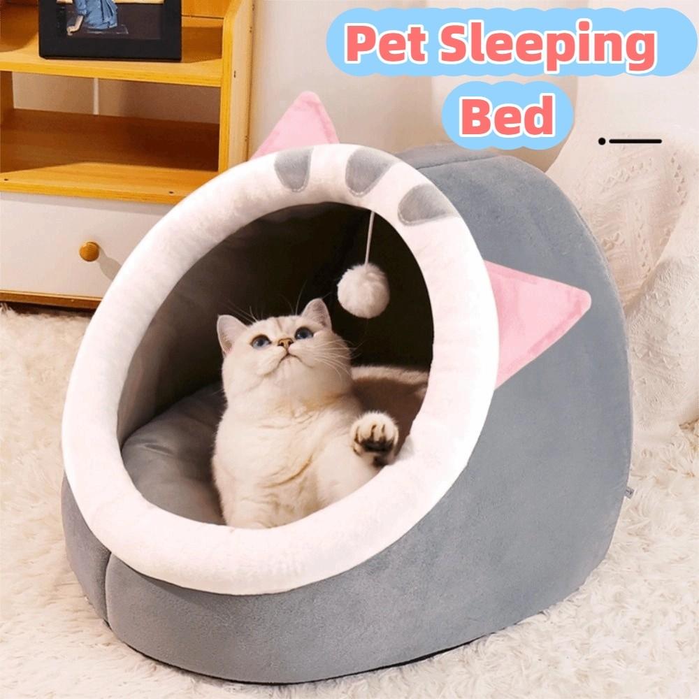 Cartoon Style Cat Sleep Bed Washable Pet Sleeping Bed Warm Pets Sleeping Cave  Kitten