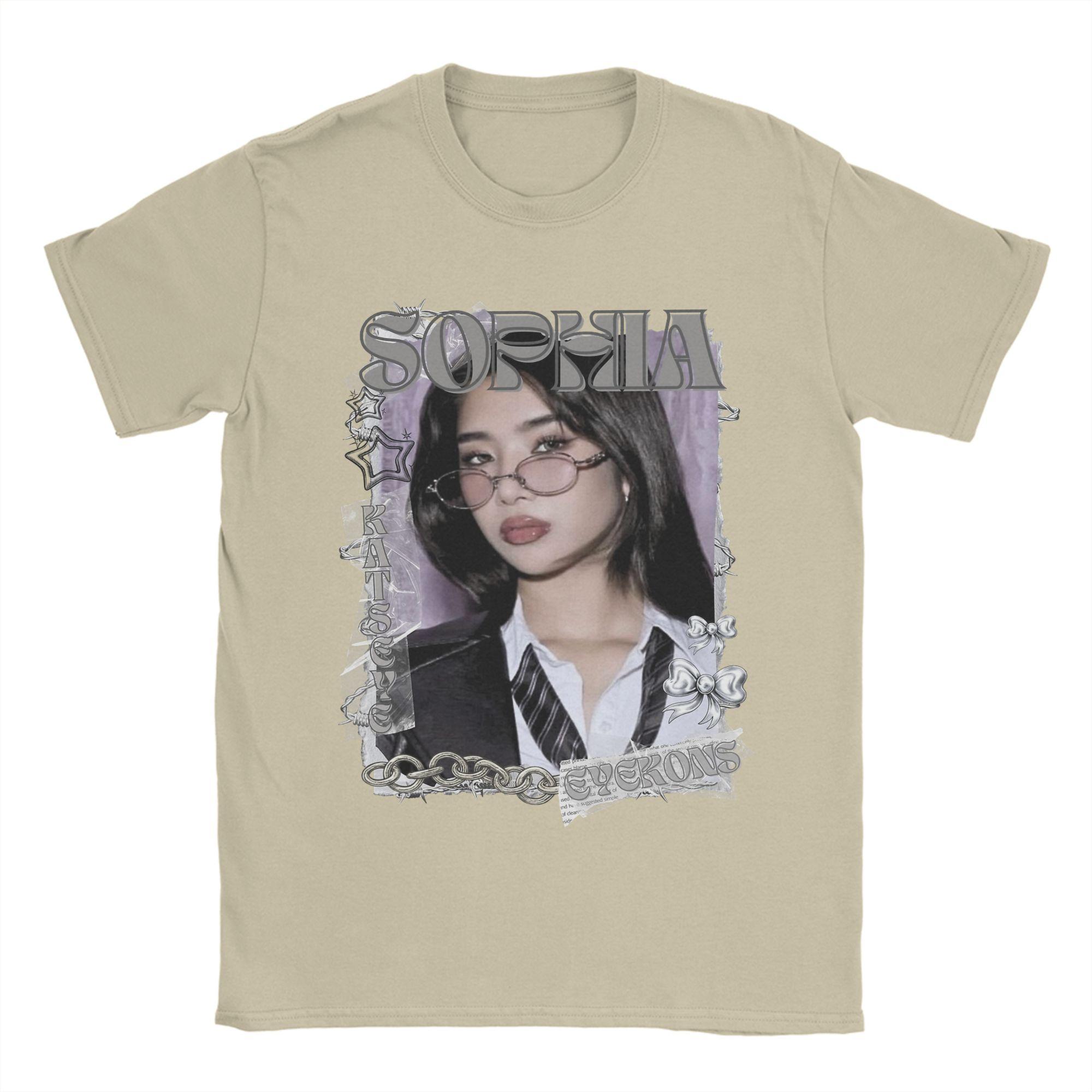 

KATSEYE Sophia Kpop Y2K Group T Shirt Men Cotton Vintage T-Shirts O Neck Tee Shirt Short Sleeve Clothes Plus Size M