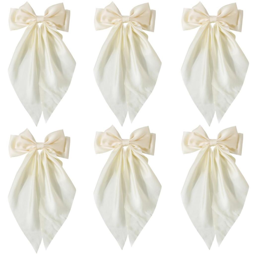 6 spring clip streamers bow hair clips for women
