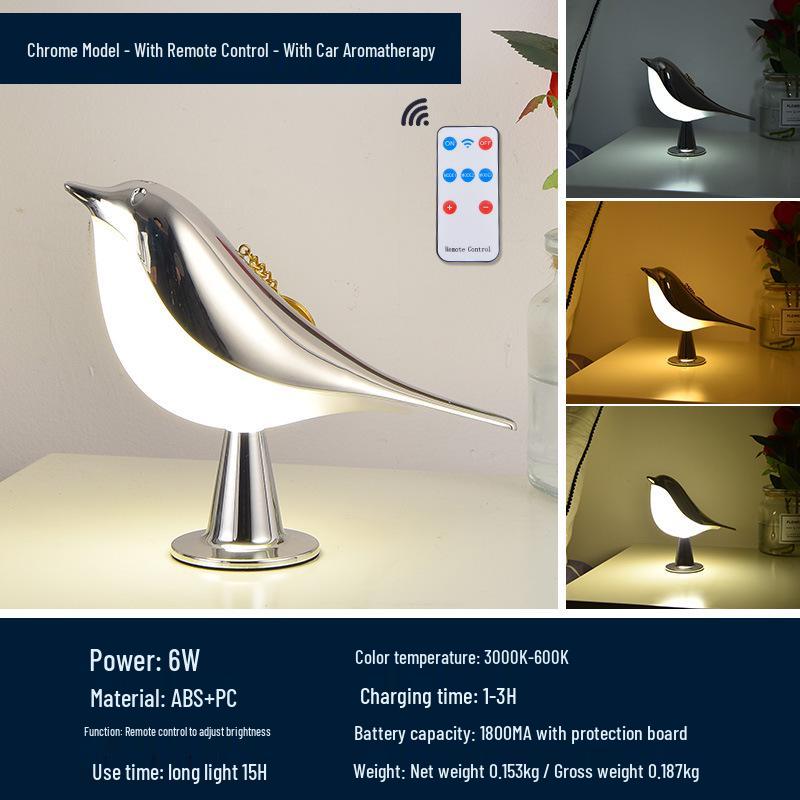 Creative Magpie Aroma LED Bird Night Light: Touch-Activated Bedside & Car Decor Lamp