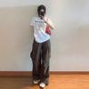 Pure cotton American white short-sleeved t-shirt women's summer new fat MM loose large size design sense niche half-sleeved top