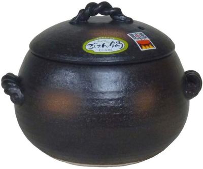 Misuzu Pottery Clay Rice Cooker Banko Black Pot, 5-cup Capacity, Ware,