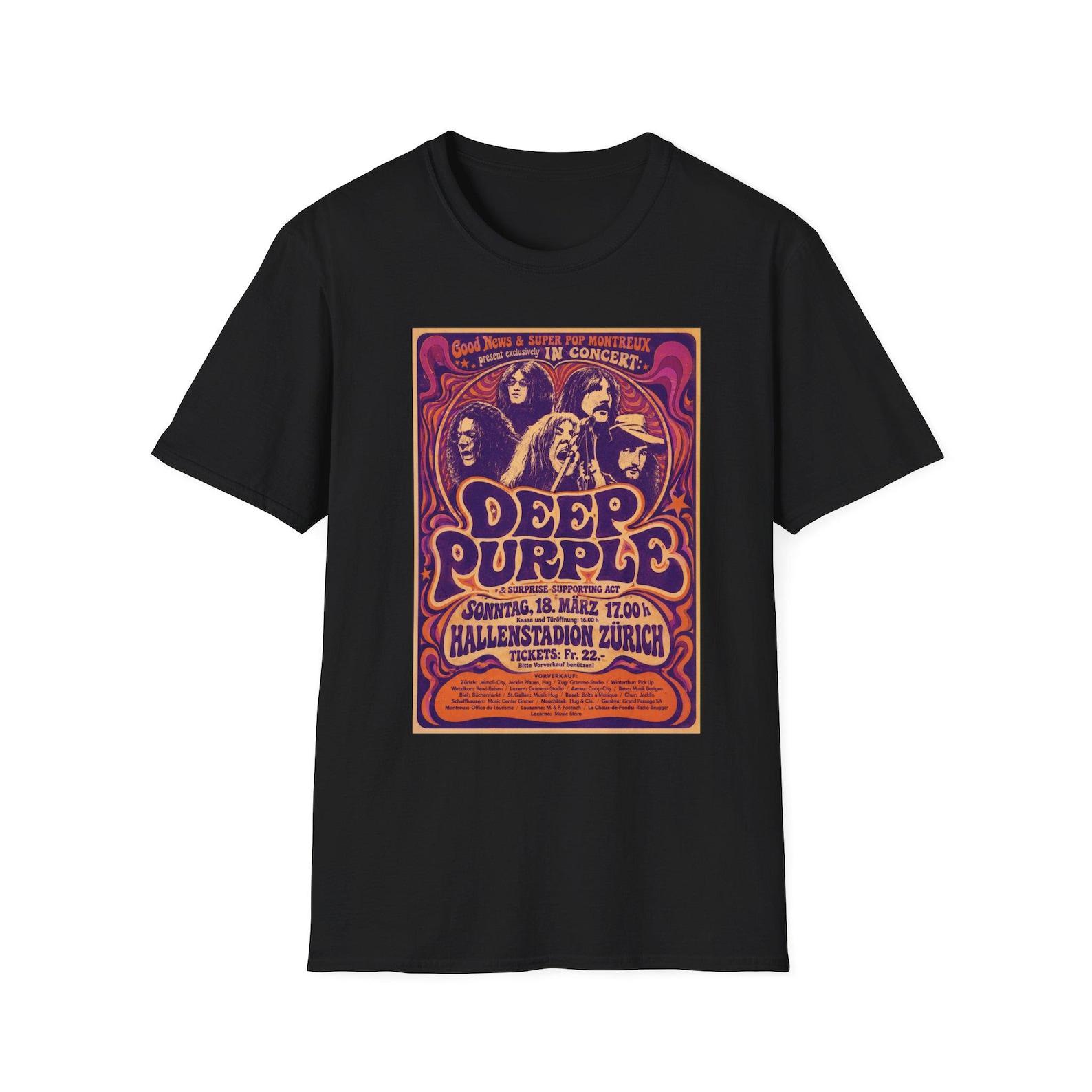 Deep Purple band fan fiction concert poster T-Shirt psychedelic rock tee S