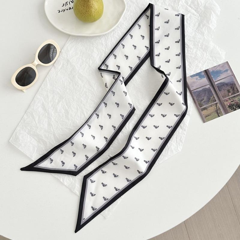 Silk scarf long strip new fashion tie bag ribbon streamer versatile small scarf bow headband headgear decorative belt