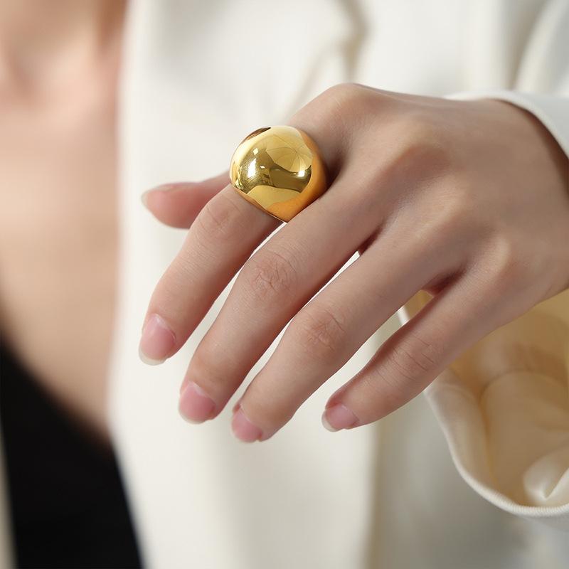 Fashion Women'S Stainless Steel Ring Oval Female Luxury Ring Punk Accessories Aesthetics Zircon Party Gift Wholesale