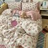 Cartoon Pattern Printed Super Soft Bedding Sets Washed Cotton Cozy Breathable Bedsheet with Pillowcase Adult Child Comfort Set