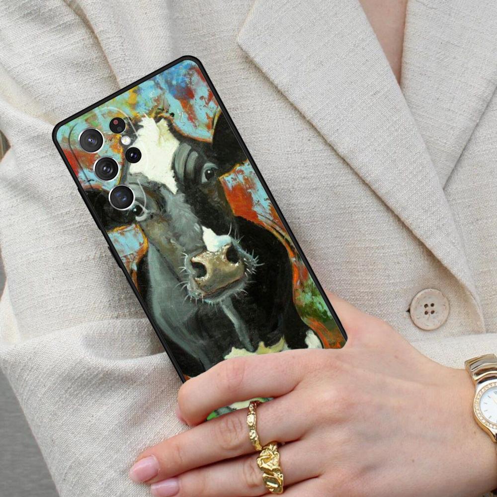 Animal cattle cow watercolor painting Cell Phone Case for Samsung Galaxy S26 Ultra S25 S24 S23 S22 S21 S20 Note10 Cover
