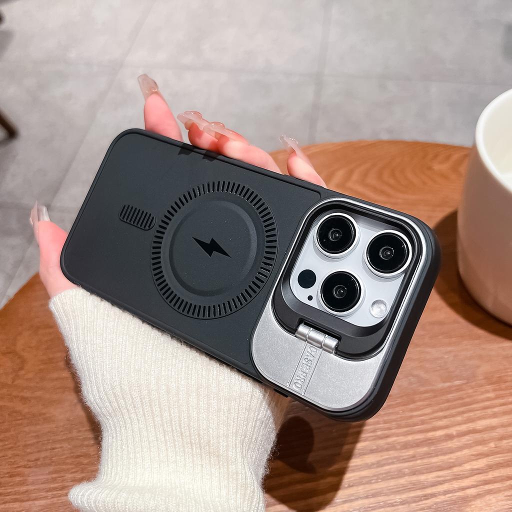 Lightning Magnetic Suction Bracket Large Window Suitable for IPhone16PRO Mobile Phone Case Apple 13 Protective Case Soft Case 15