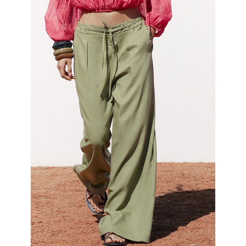 Za2025 Spring New Women Clothes Versatile Comfortable Slimming High Waist Wide Leg Casual Trousers 4745024 515