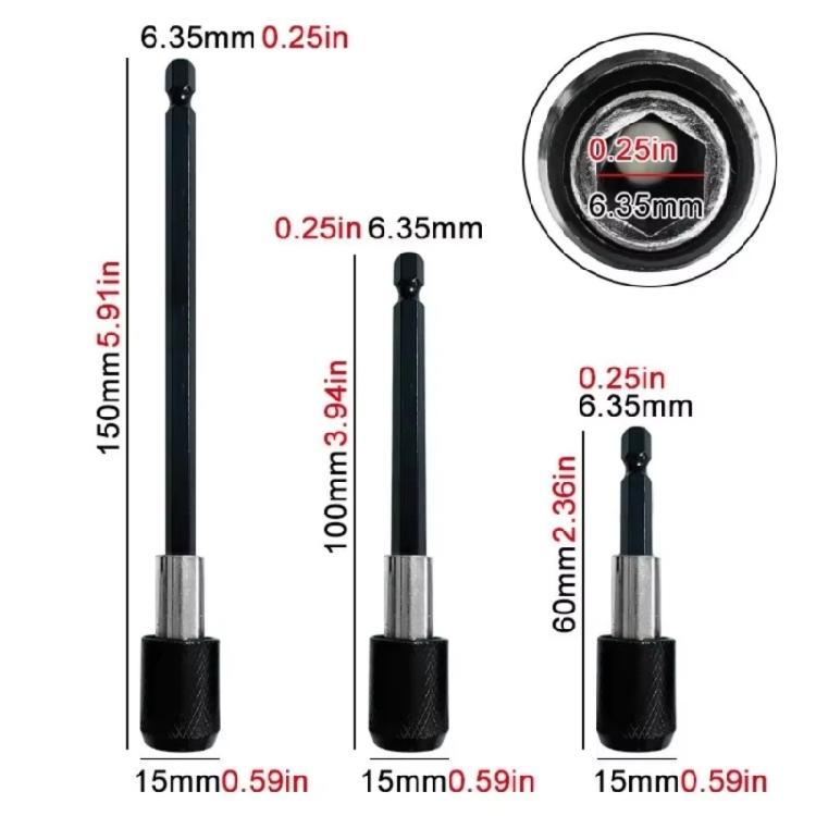 3Pieces Quickly Release Extension Rod Convenient Handling And Robusts Construction For Household And Workshop Projects