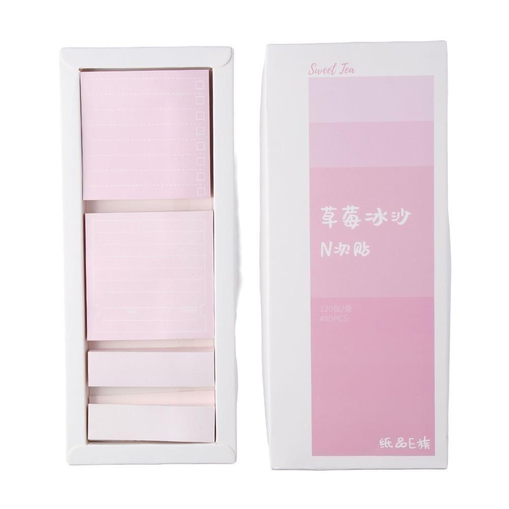 New Pink Lined School Set Index Tabs Sticky Notes Self-Stick