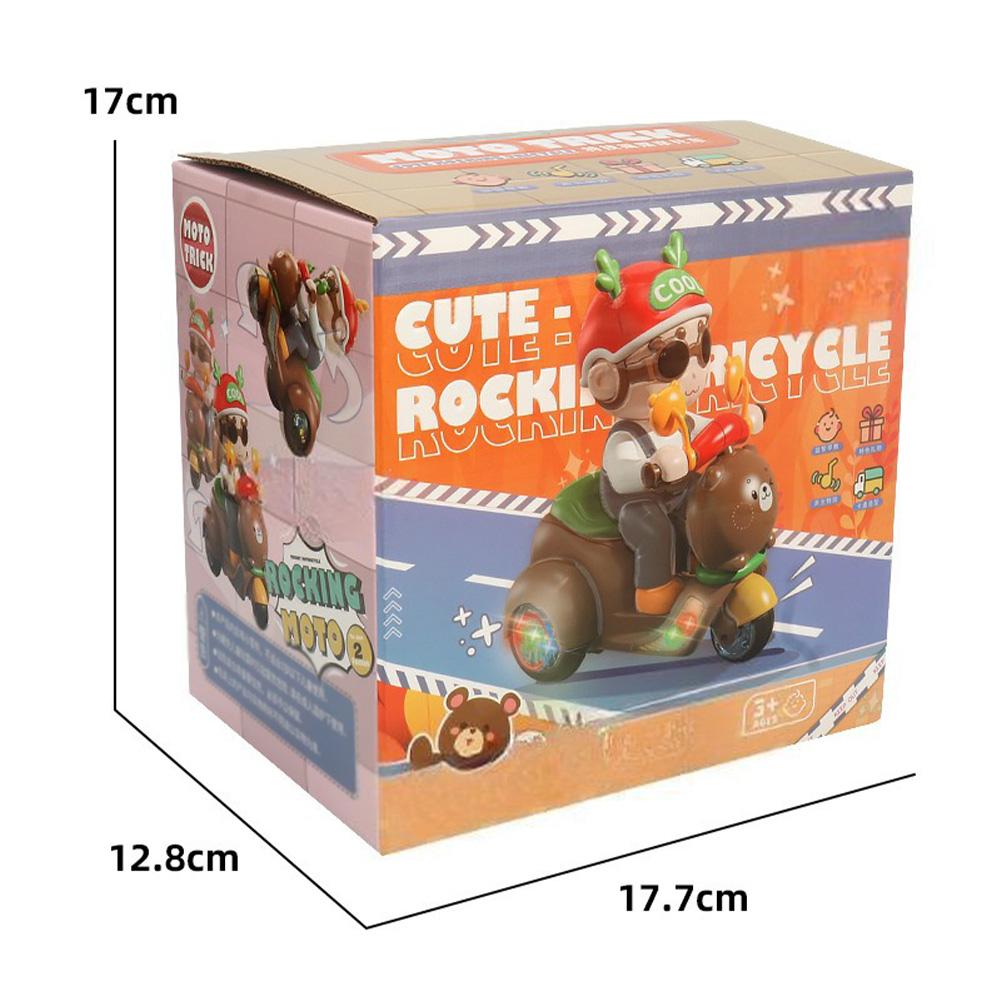 Cartoon Bear Stunt Tricycle Toy 360° Rotating Stunt Motorcycle With Music Light Dancing Electric Trike Toys Gifts For Kids