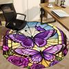 1pc Butterfly StainedGlass Office Round Area Rug, Under Office Chairs Bedroom Living Room Home Decor, Room Deco