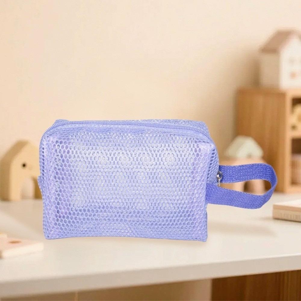 

New Dopamine Cosmetic Storage Bag Large Capacity Mesh Coin Purse Handheld Lightweight Toiletry Bag Travel фіолетовий