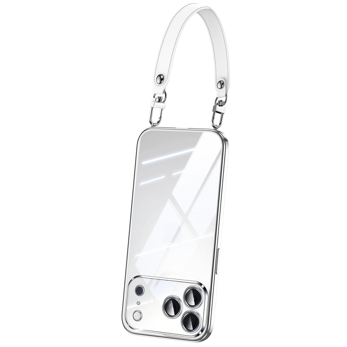 

SULADA For iPhone 17 Pro Case Electroplating Ultra Clear Soft TPU Phone Cover with PU Wrist Strap