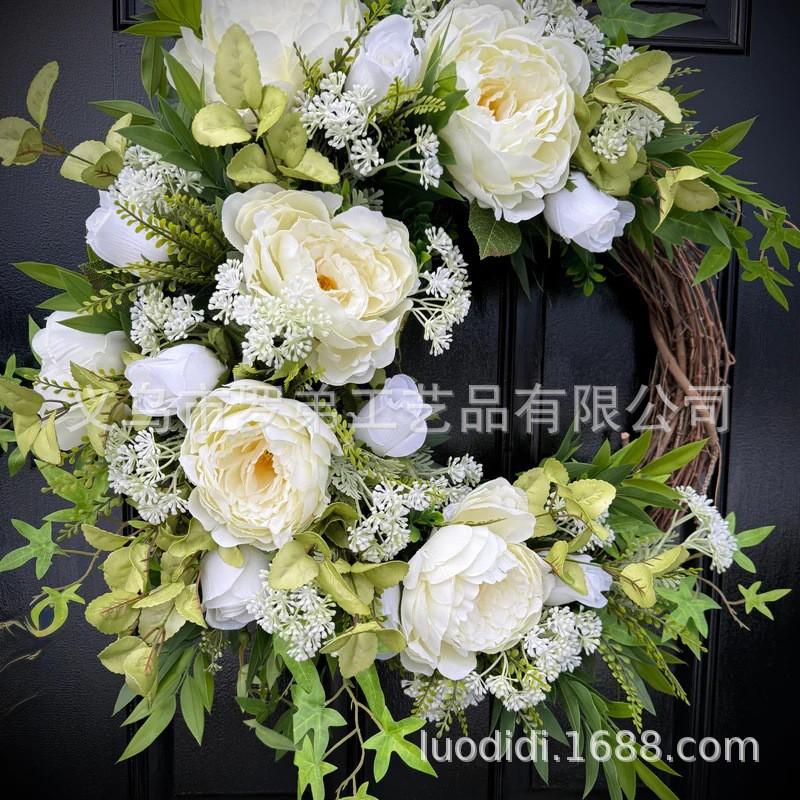 Easter Wreath Decor With Artificial Daisies Sunflowers Door Wall Hanging Home Party Decoration