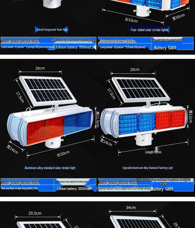 Dual-Sided LED Strobe Traffic Warning Light for Road Construction (Red & Blue)