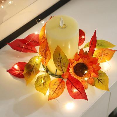 Candle Ring Wreath Gifts Home Decoration Candleholder Holder Artificial for Farmhouse