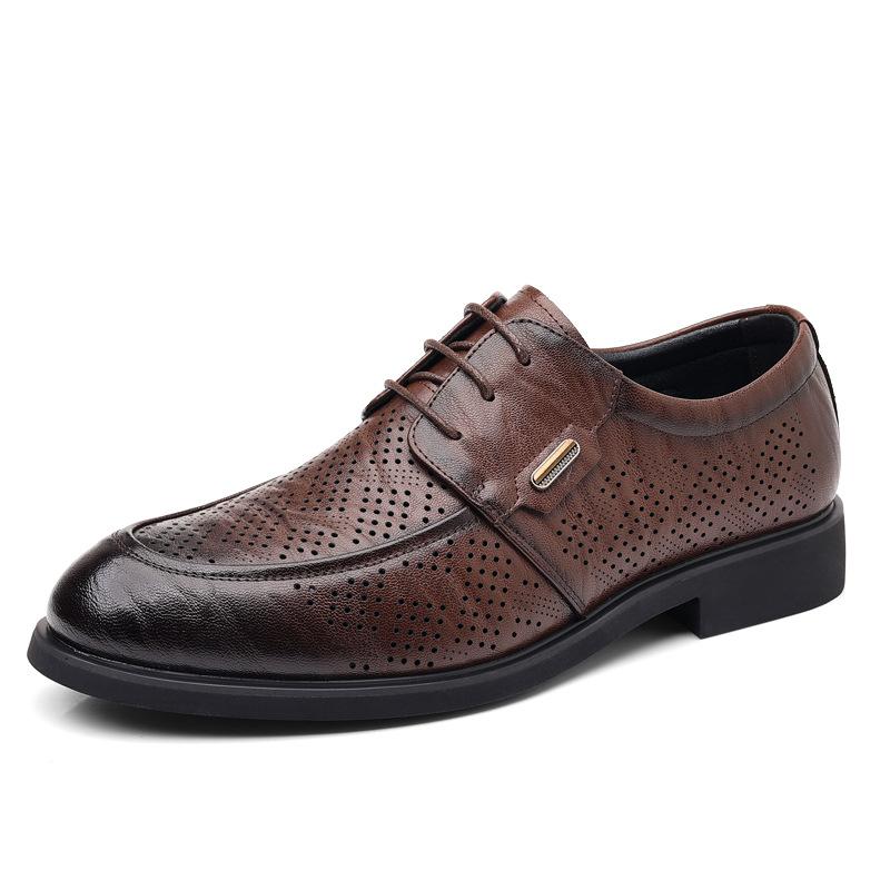 Leather Shoes Men's Style Derby British Style Groom's Wedding Autumn Low Cut Pointed Formal Business Men's Shoes
