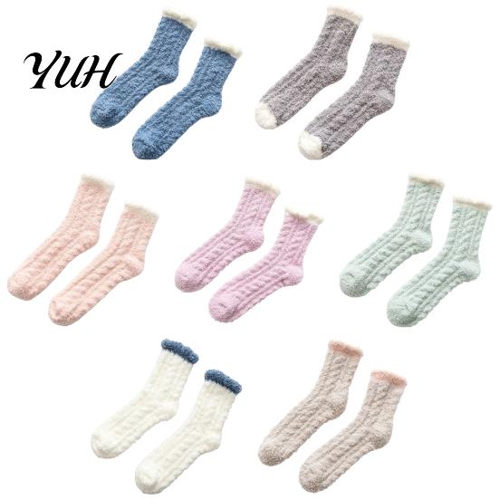 Winter Floor Socks for Home Thickened Plush Women, Soft Coral Fleece Slipper with Extra Thick Velvet Towel Bottom Cushioning, Thermal Autumn