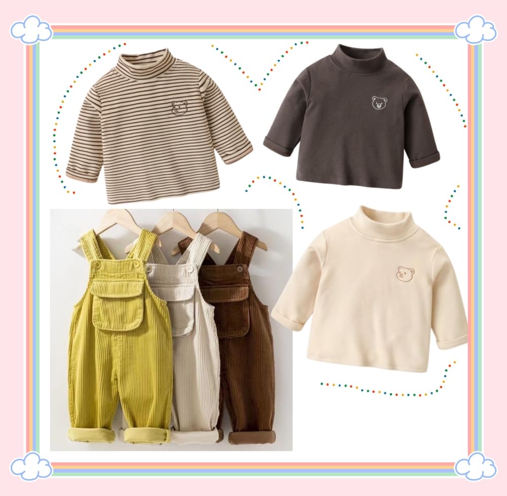 MiraiHiraki Overalls and Long Sleeve Corduroy Kids Baby Girls and Boys Kids' Overalls, Girls' T-Shirt 2-Piece Set, Overalls, Romper, All-in-One,