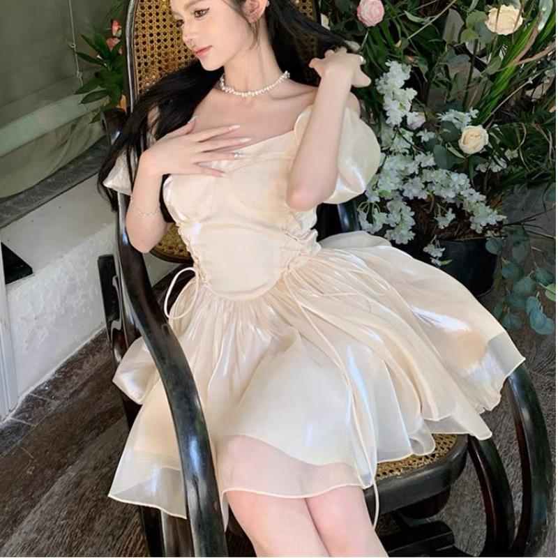 French haute bubble dress fairy spring and summer large size pure desire sweet waist princess tutu new